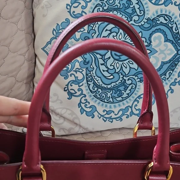 Prada Burgundy Leather Tote Bag - Picture 11 of 13